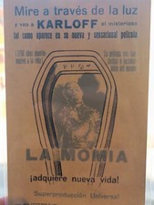 The Mummy ORIGINAL Spanish 1933 HERALD Boris Karloff appears through light RARE!