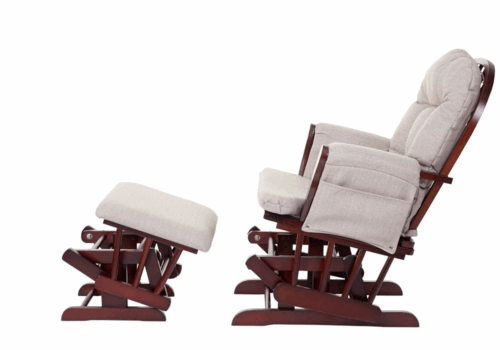 Relaxsessel MCW-C76, Schaukelstuhl Stillstuhl mit Hocker, Stoff/Textil, mahagony - Bild 7 von 7