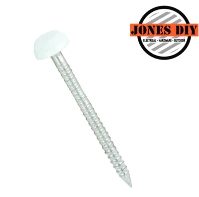JONES DIY WHITE UPVC POLY TOP PINS PLASTIC HEADED FASCIA FIXINGS POLYMER 25mm 30mm 40mm 50