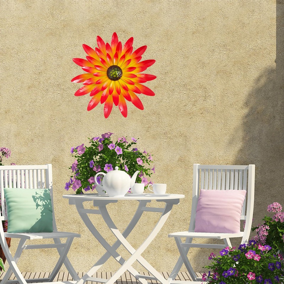 12 Inch Metal Flower Wall Decor Metal Outdoor Wall Art Sculpture for