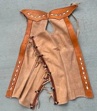 Saddle Horse Western Leather Chaps, Chaparreras Charras De Cuero Size 40