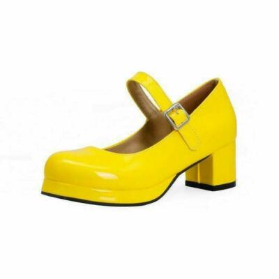 Women's Lolita Shiny Ankle Strap Chunky Heel Shoes Buckle Pumps Oversize Sexy 