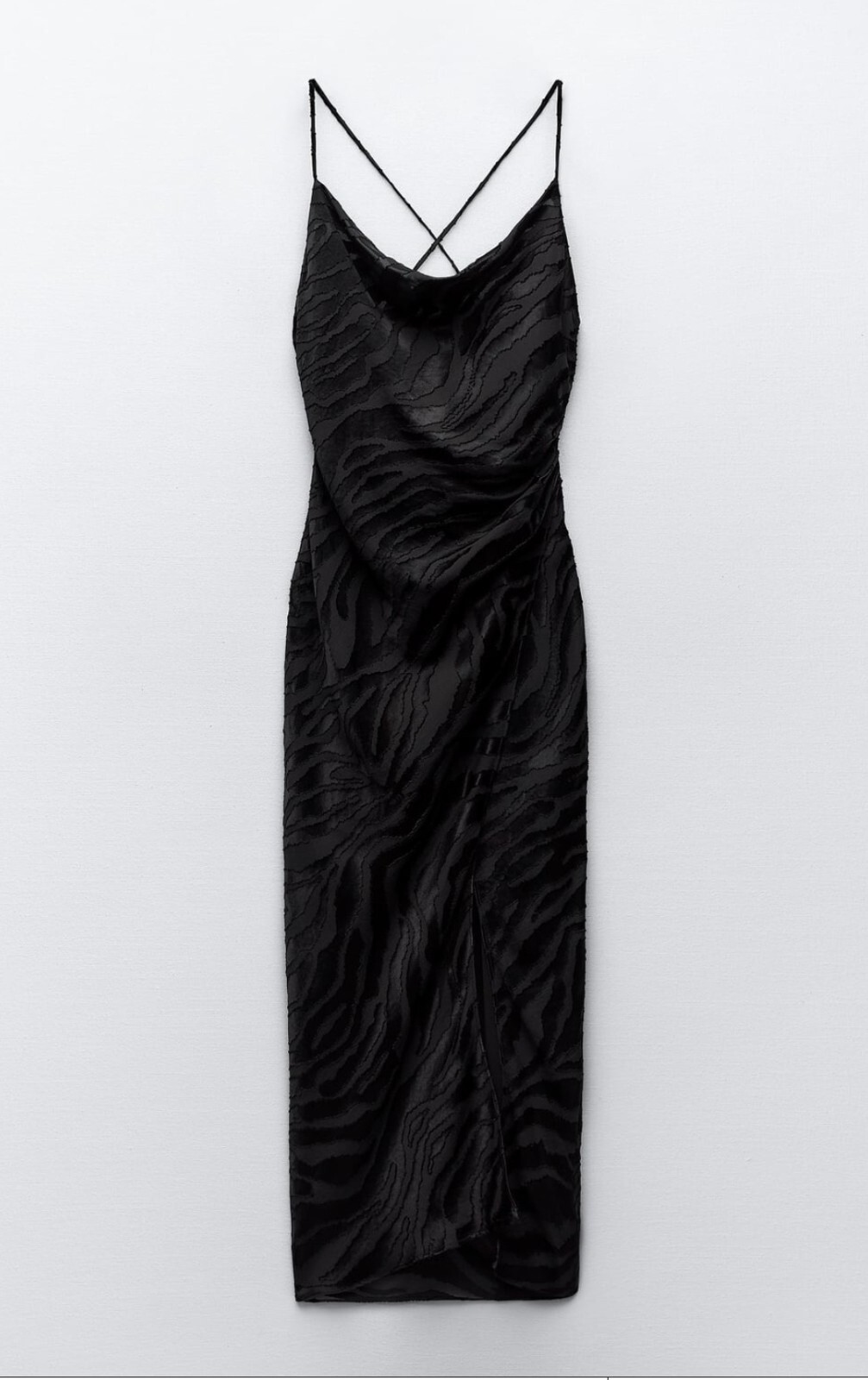ZARA ANIMAL JACQUARD MIDI SLIP DRESS BLACK, US SIZE S NEW WITH TAG