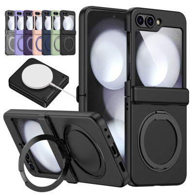 For Samsung Galaxy Z Flip 5 Mag Safe Ring Kickstand Case with Hinge Protection