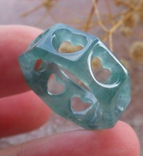 Video Certified Icy Green Natural A JADE Jadeite Heart RING USA. 6    683995