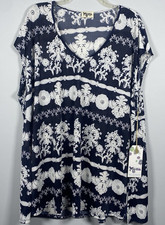 Nwt Show Me Your Mumu Carter Tunic Women's Coverup Blue White Floral Sheer Top L