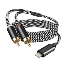 [MFi Certified] Lightning to RCA Cable 3.3FT - Y Splitter for iPhone, Amp, Speak