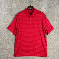 Nike Golf Polo Shirt Mens Size XL Red Striped Short Sleeve Performance Fit Dry
