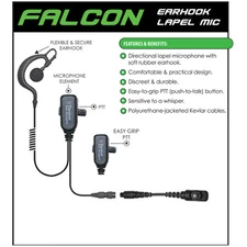 Tactical Ear Gadgets FALCON Quick Release Earpiece for Hytera PD782 PD780 PD580