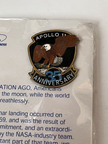 35th Anniversary NASA Space Apollo 11 Enamel Lapel Hat Pin Eagle Has Landed - Picture 2 of 5