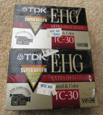 TDK E-HG TC-30 VHS-C Lot of 2 NEW Camcorder Video Cassette Tapes Sealed Blank