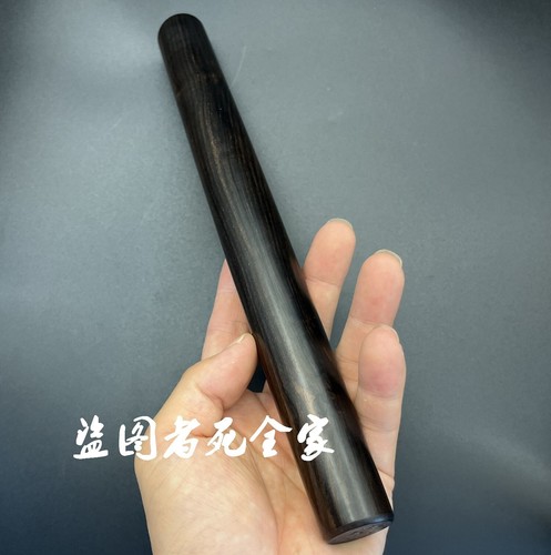 Bastone rotondo in legno massello di ebano naturale 10,5" barra massaggio pressa cibo strumento giocattolo manuale - Foto 5 di 5