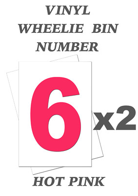 Black Bin Number 6 Self Adhesive Waterproof Vinyl Stickers 170mm Set of 2