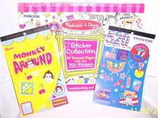 MELISSA & DOUG STICKER COLLECTION-10 THEMED PAGES+MONKEY AROUND+PATRIOTIC BOOKS
