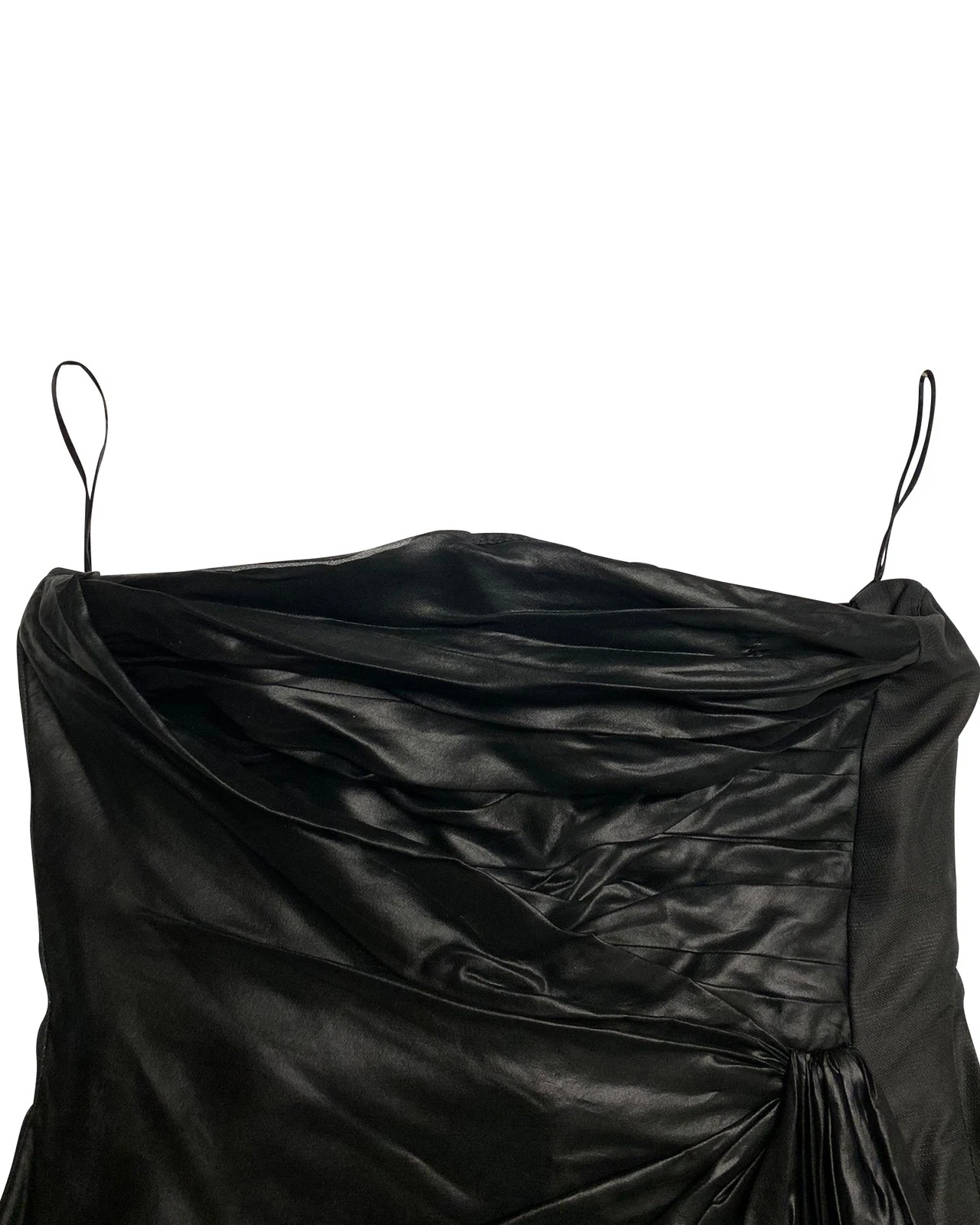 Valentino mini abito senza spalline increspato in seta nera