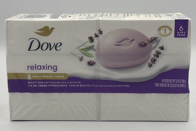 Dove Relaxing Beauty Bar Soap, Lavender And Chamomile 3.75 oz, 6 Ct