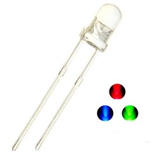 100pcs 5mm RGB Slow Flashing LED Diodes 2-Pin Clear Round Lens 3V 20mA