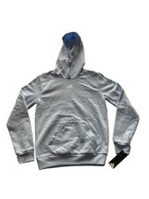 adidas Boys Essentials Fleece Hoodie Light Blue Youth L 14/16 Pullover NWT JL363