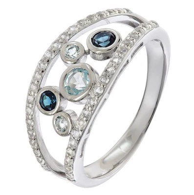 TRENDOR Schmuck Damenring mit Topasen 925 Silber Rhodiniert 21903 - Bild 1 von 4