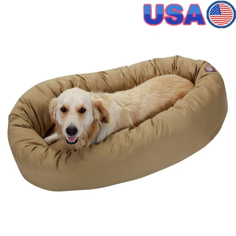 Dog Bed Bagel Style Waterproof Washable Plush Comfort Supportive Pet Retreat New