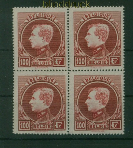 Belgium Mi # 264 II Mint Block of 4 100 Francs King Albert I (60730)