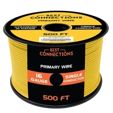 BEST CONNECTIONS 16 Gauge Car Audio Primary Wire (500ft) – Remote, Power/Ground