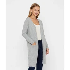 Vero Moda Long Open Cardigan Light Grey Melange XS NWT Cozy Minimalist Layer