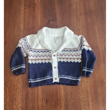 Janie and Jack Sweater Cardigan Sz 6-12 Months Knit Button Up Fair Isle Pattern