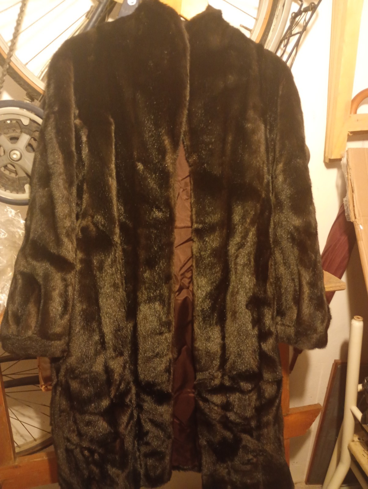Charles Dytman cappotto donna lungo marrone 38 foderato colletto pelliccia