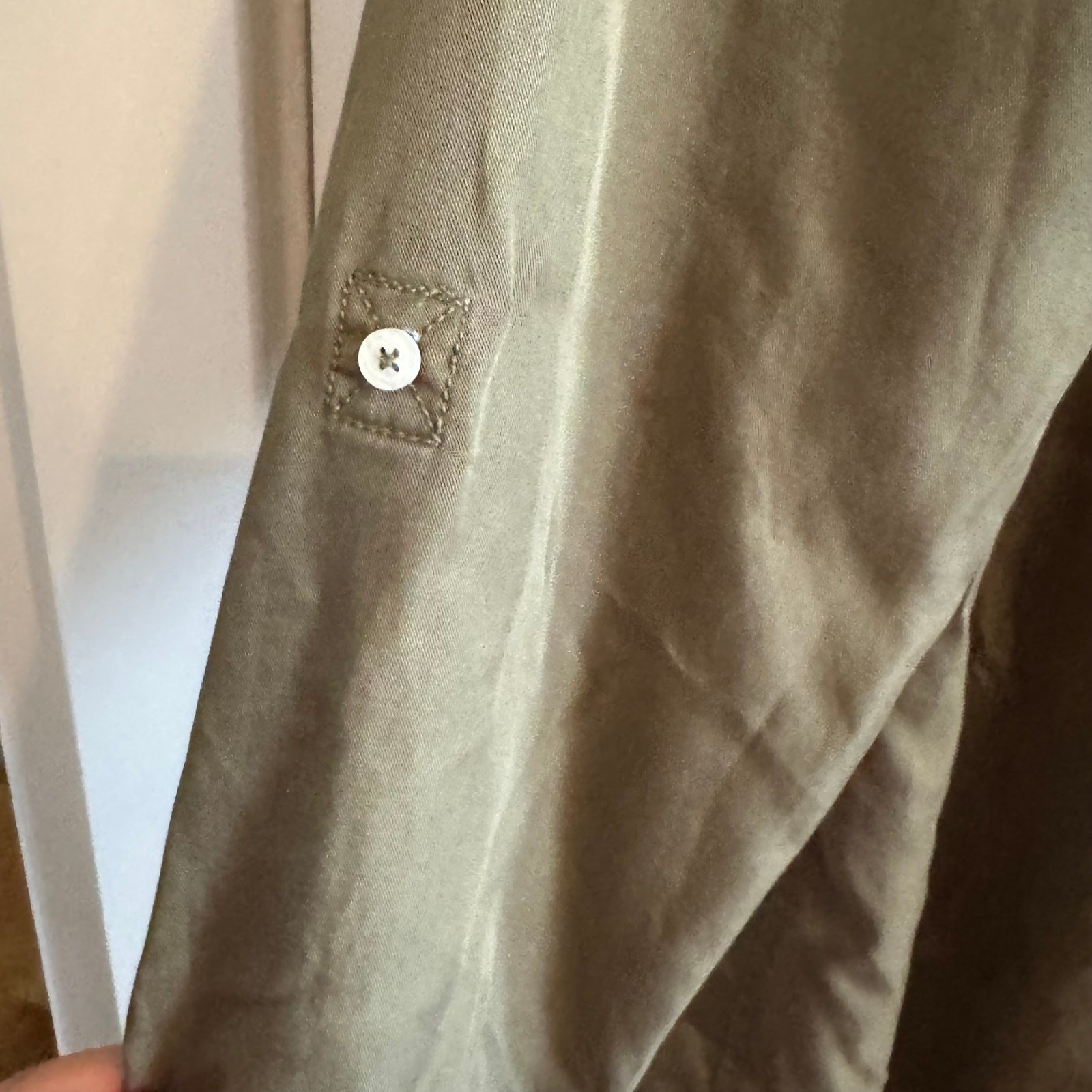 Talbots Button Back Green Collared Pullover Roll … - image 4