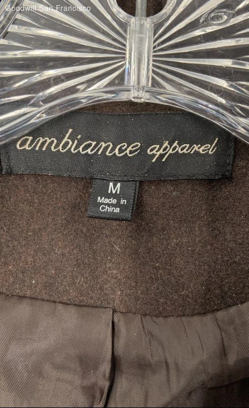 Ambiance Apparel Brown Wool Blend Long Sleeve Double Breasted Womens Peacoat M - Image 3 of 4