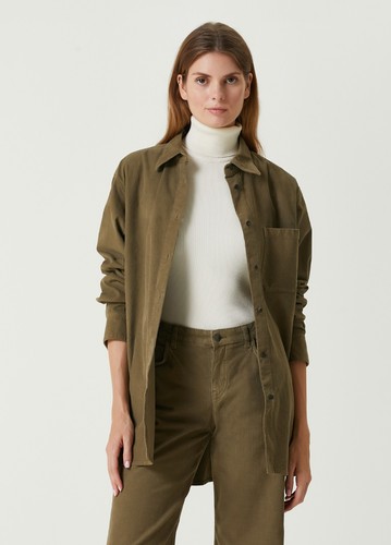 THE ROW Idro khaki green oversized corduroy shirt Size Medium authentic NWT