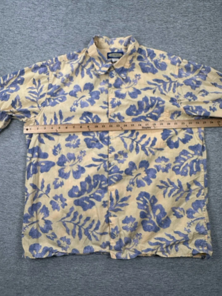 Camisa Hawaiana Reyn Spooner Phil Edwards Para Hombres XL Amarillo Azul Floral Vacaciones Foto 4 de 4