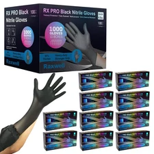Raxwell Black Nitrile Gloves | Black Gloves Disposable Latex Free 4.5mil Powd...