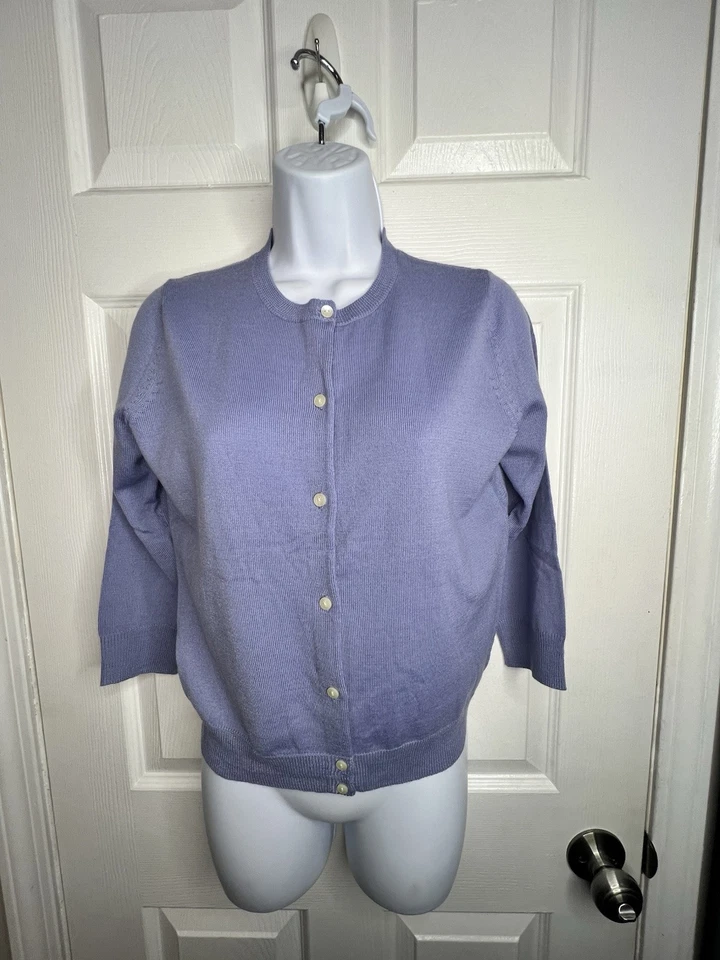 Vtg Ann Taylor Loft Women’s Small Lilac Wool Cashmere Cardigan Sweater Top S - Image 2 of 4