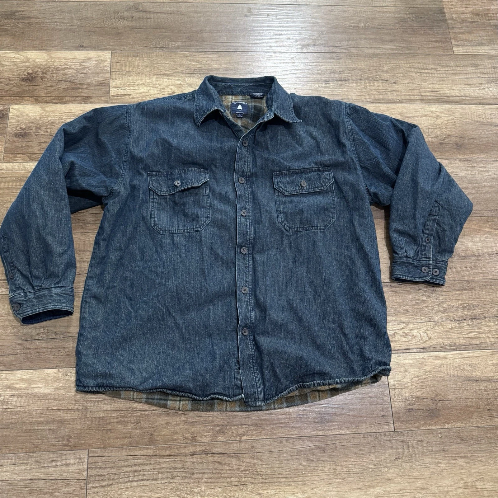 Vintage Roundtree & Yorke Denim Fleece Lined Shacket Western Cowboy