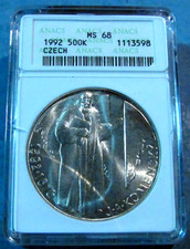 1992 Czechoslovakia 500 Korun Silver BU Coin Komensky Comenius Slovakia Czech
