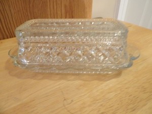 Cut Glass 1/4 lb Butter Dish Vintage EAPC