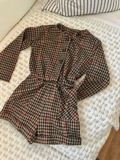 Zara Kids Plaid Long Sleeve Romper   Size 6 116 cm   Brown/Red Houndstooth