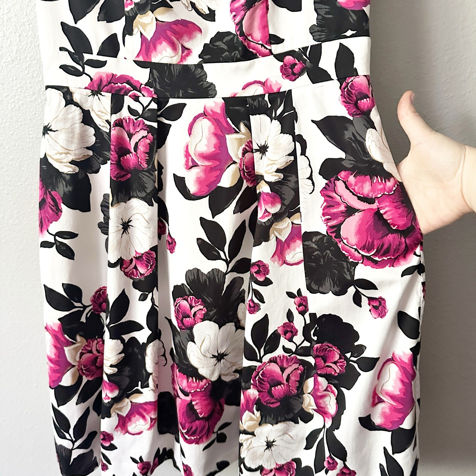 WHBM Cotton Purple Floral Sleeveless Fit n Flare Garden Dress women's size 12