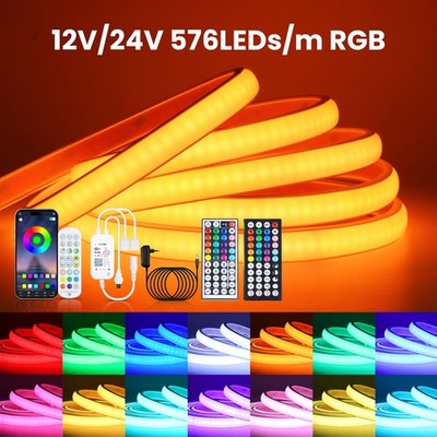 COB LED Stripe Streifen 12V 24V Dimmbar RGB Leiste Band Lichterkette Wasserdicht