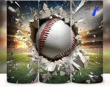 Insulated 20oz baseball tumbler keeps drinks hot/cold, includes lid and straw.
