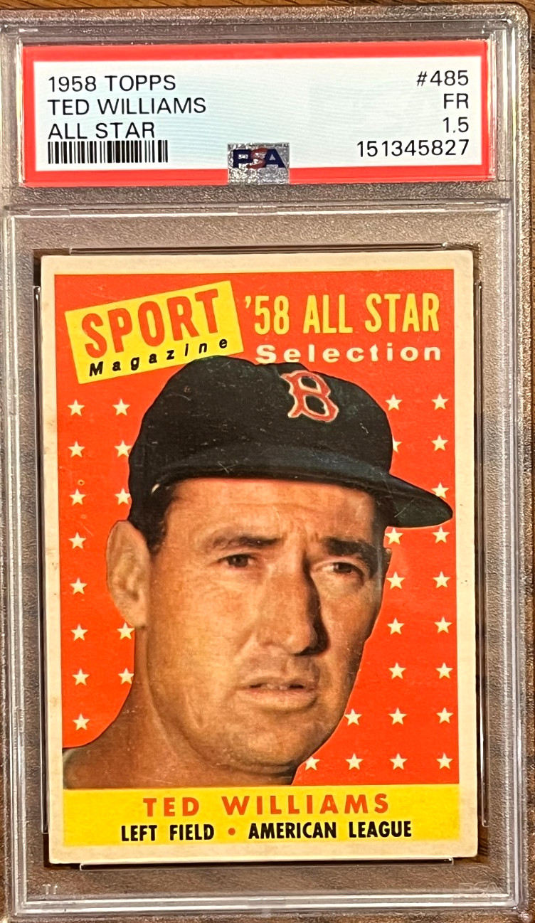 1958 Topps baseball card # 485 Ted Williams -  Sport All Star PSA 1.5 view 3
