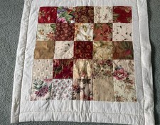 Handmade Tied Reversible Lap Throw Quilt Large Patches Quality Fabrics 40 X40