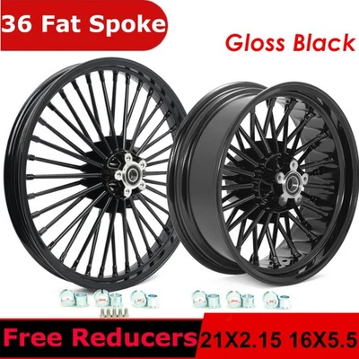 Dyna Street Bob Low Rider Super Glide 21x2.15 16x5.5 Fat Spoke Wheels for Harley - image 1 of 4