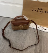 Coach handbag brown handbag with shoulder strap and metal zipper Free Ship