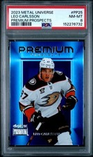 2023-24 Skybox Metal Universe Premium Prospects Leo Carlsson Pp-25 Psa 8