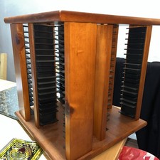 Wooden Rotating CD Rack Revolving Storage Carousel Lazy Susan Holds 72 CDs Unit