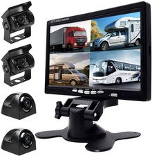 Wired RV Backup Camera System- 7 Inch 4 Split Reversing Monitor for Trucks/Bus
