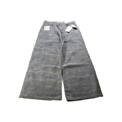 Refrain Los Angeles Printed Wide Leg Luxe Denim Pants Jeans
